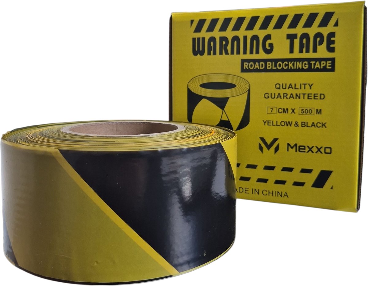 Afzetlint 500 meter - geel zwart - markeerlint - Mexxo