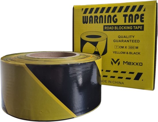 Afzetlint 500 meter - geel zwart - markeerlint - Mexxo