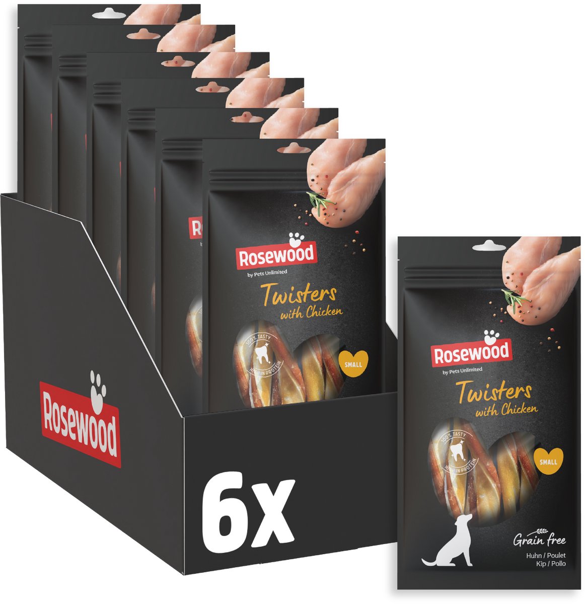 Rosewood Twisters Kip Small - Kauwstaven voor Kleine Honden - Kip en Runderhuid - 6 x 90 g