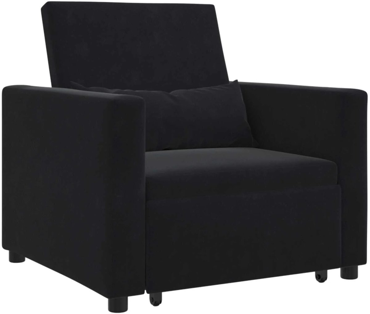 Slaapstoel - Uitklapbaar - Slaapbank - Logeerbed - Zetelbed - Slaapfauteuil - Vouwbed - 1 persoons - Zeer comfortabel - 100 kg - Zwart