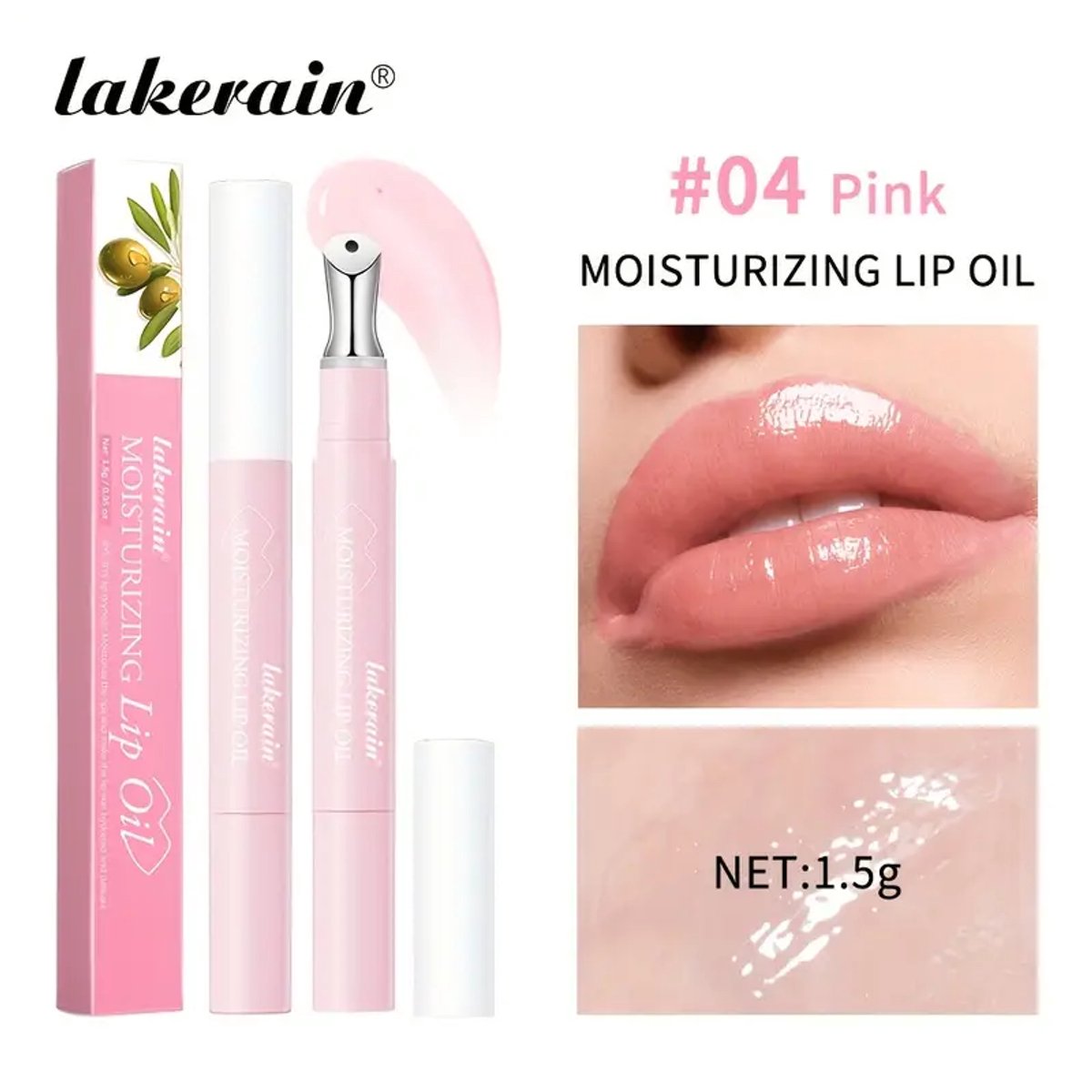 Lakerain Hydraterende Lipolie - Hydraterende Essentie voor Lippen (NO4 Pink)