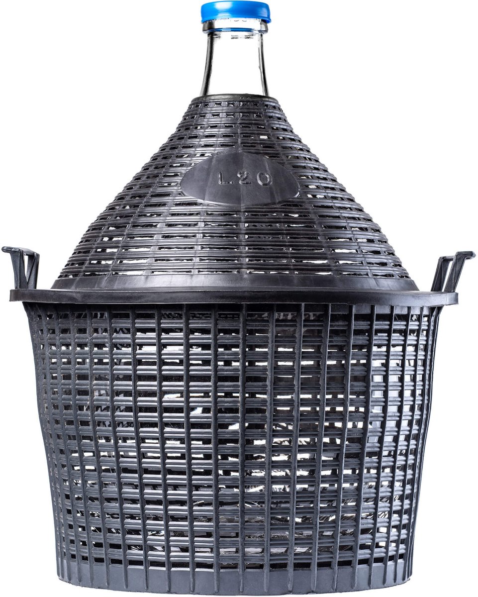 KADAX Glazen ballon, fermentatieballon met kunststof mand, rubberen stop, smalle opening, wijnballon, fles, glazen fles, gallon, gistingsfles, glazen gistballon, gallon, gallon, gistballon,