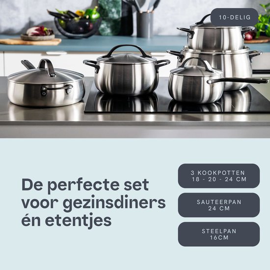 Zonder PFAS - Staal - Gas - 24 cm - Zwart - Pannensets kopen