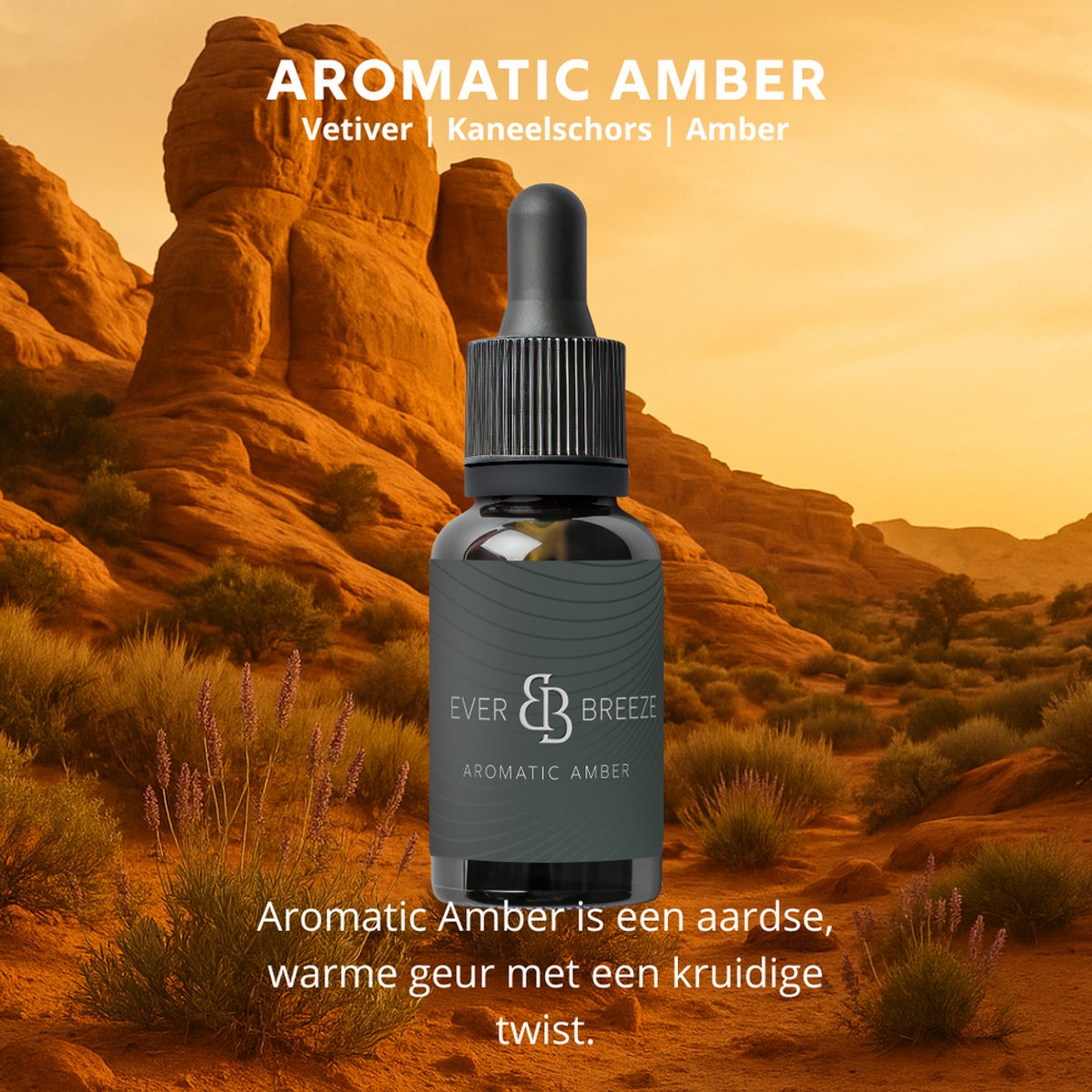 Ever-breeze Aromatic Amber - Auto Parfum - Luxe Geurcombinatie van Vetiver, Kaneelschors en Amber - Unisex Auto Parfum