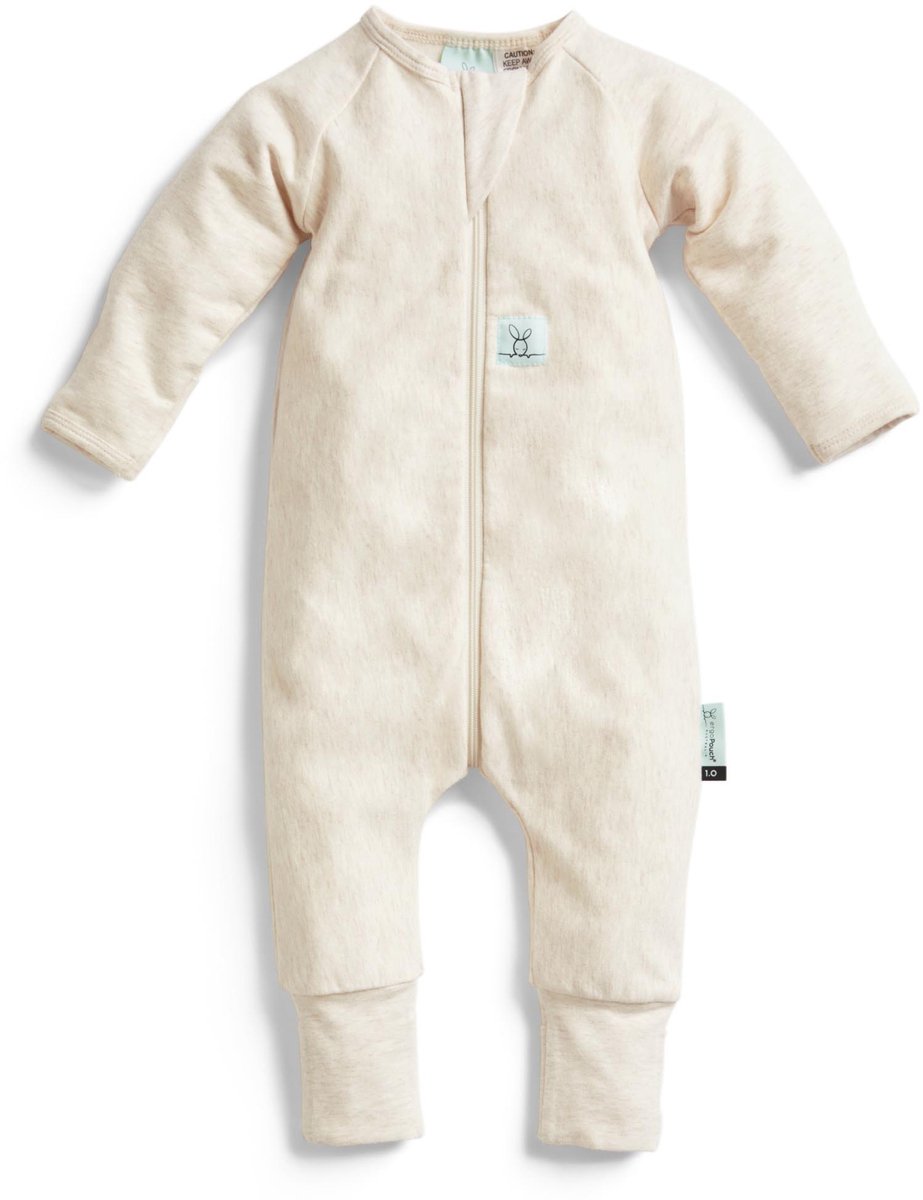 ergoPouch Babypyjama - Baby pyjama - 1,0 Tog - Pyjama jongens - Pyjama meisjes - 0-3 md - Oatmeal Marle