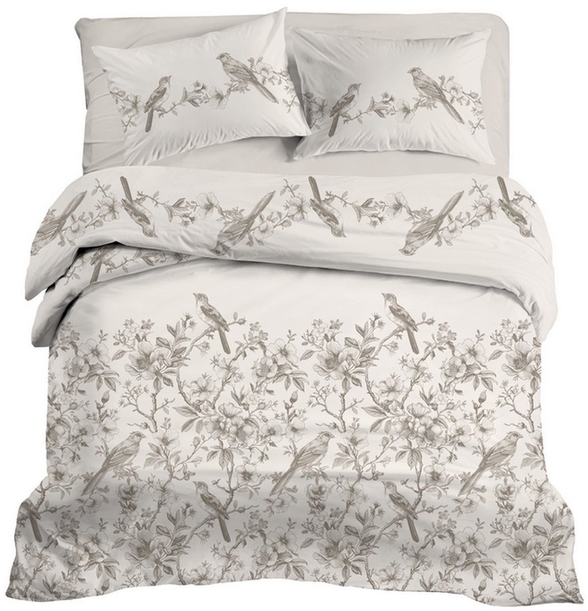 LINNICK Dekbedovertrek katoen Renforcé Mevlin - beige - 240x200/220cm - lits jumeaux