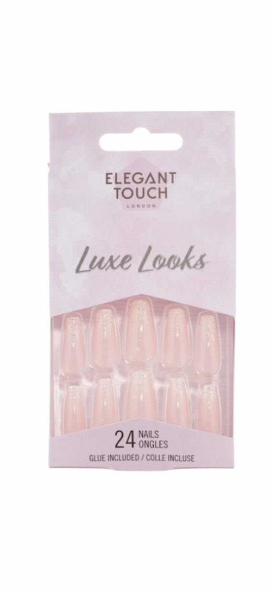 Elegant Touch London Nagels Luxe Look Sugar Pink 24 stuks + Lijm Plaknagels