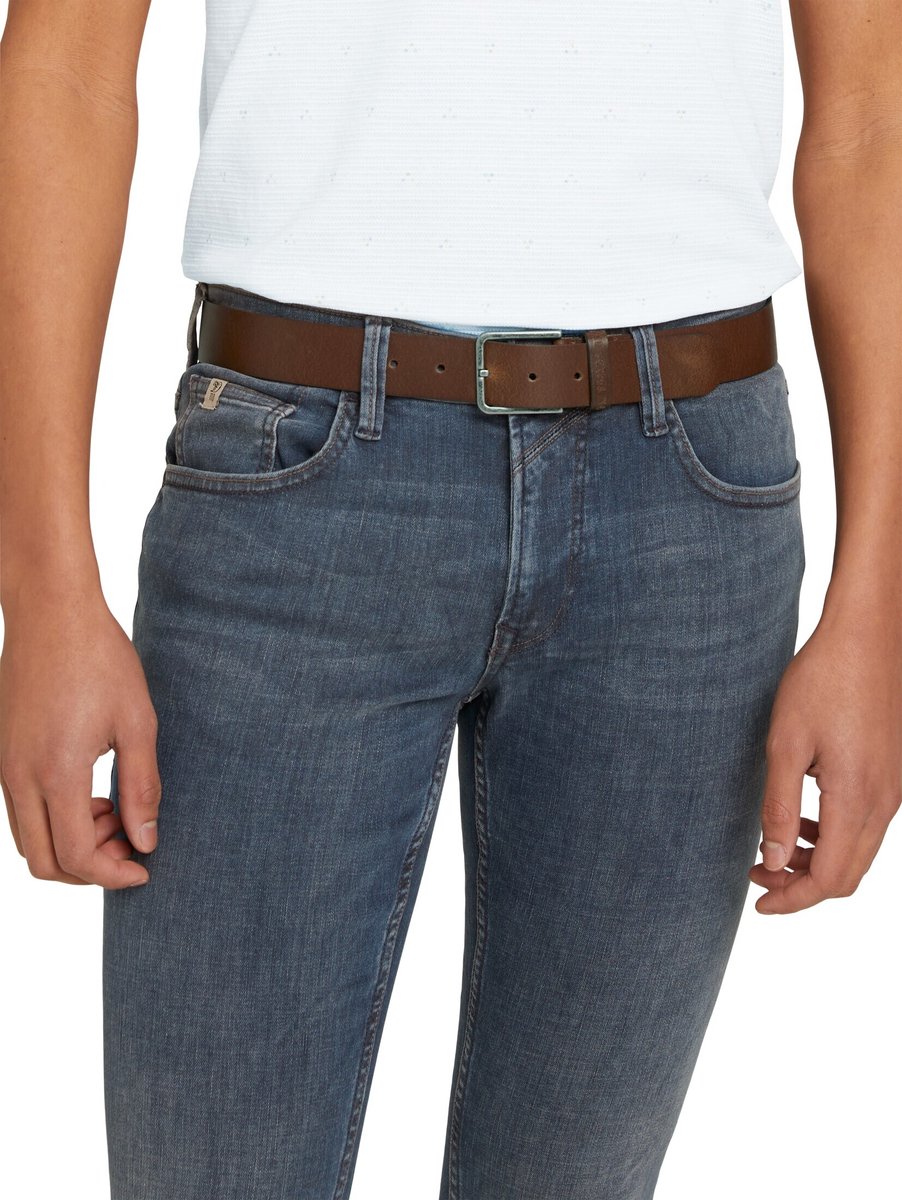 Tom Tailor Denim - TTDUSTIN leren riem met rechthoekige gesp - Maat 80 - light brown uni
