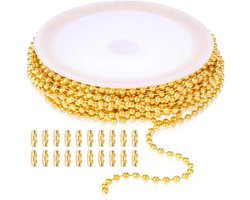 COMNICO 16,4 ft roestvrijstalen kogelketting 2,4 mm doe-het-zelf kralen schakelklok benodigdheden voor het maken van sieraden met 20 stuks bijpassende connectorsluitingen voor hondenpenning ketting