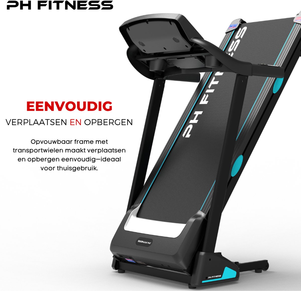 Afbeelding 2 van PH Fitness Loopband 18 km/u – 15% Automatische Helling - PRO-190 – Elektrische Hardloopband met 2.5PK Motor – Bluetooth – Hometrainer voor Thuis - Muziek - 130KG – LCD – Opvouwbaar – Wandelband - FitShow App – 12 Programma’s