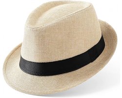 Zonnehoed - Reishoed - Panama hoed - Zomer zonnehoed - Strohoed verstelbaar - Fedora - UV zonnehoed - Heren - Strohoed - Strandhoed - 58 cm - Voor strand, zwembad, park, camping, picknicken, wandelen - Beige
