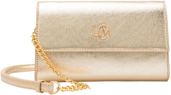 L.CREDI pochette sac à épaule bandoulière Oliviana Clutch Gold doré