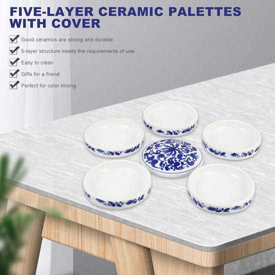 Stapelbaar kleur mengen trays - 5 lagen kleuren palet - Chinese aquarel schilderij pigment mengen inkt lade met deksel van Merkloos	 — afbeelding 2