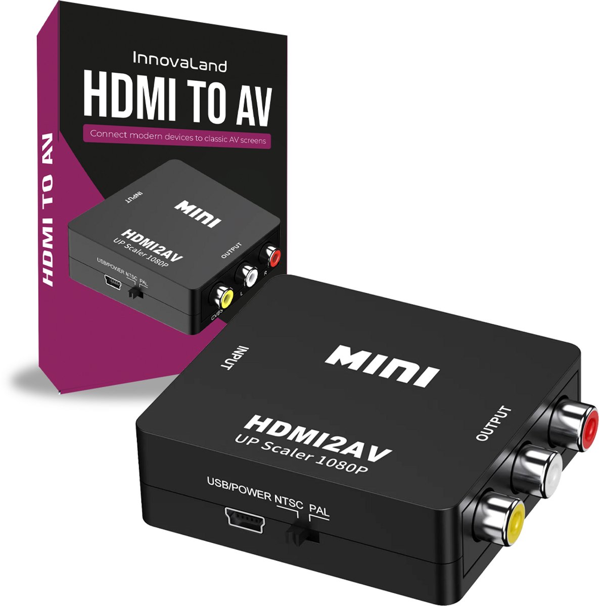 Innovaland - HDMI naar Tulp - Met Kabel - 1080P Full HD - AV Converter - Adapter - Omvormer - HDMI naar RCA
