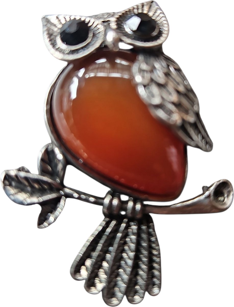 Uil Broche/Hanger Rode Onyx