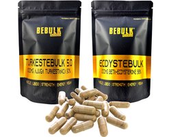 BeBulk Nutrition - Testo Booster - Turkesterone 50% + Ecdysterone 98% - 2x180 Capsules voor 6 maanden - Vegan - Kracht- Spiermassa - Herstel - Testosterone - Zonder onnodige toevoegingen - Past Door Brievenbus - Geproduceerd in Nederland