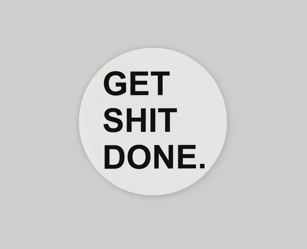 Trendex Global Rond Schilderij - Get Shit Done - Muurcirkel op Dibond - 60 cm Wit