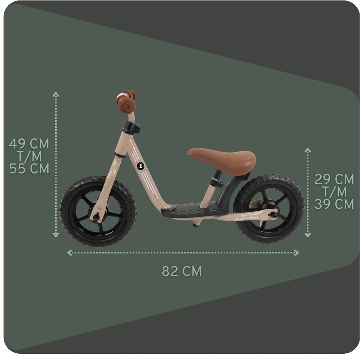 Bandits & Angels Metalen Loopfiets Starter Sand Beige met Voetenplank vanaf 2 Jaar - Limited Edition - Beige Loop Fiets - Verstelbaar Zadel 29 tot 39 cm - Voor Jongens en Meisjes - Compact en Veilig - Lage Instap met Voetenplank — afbeelding 5