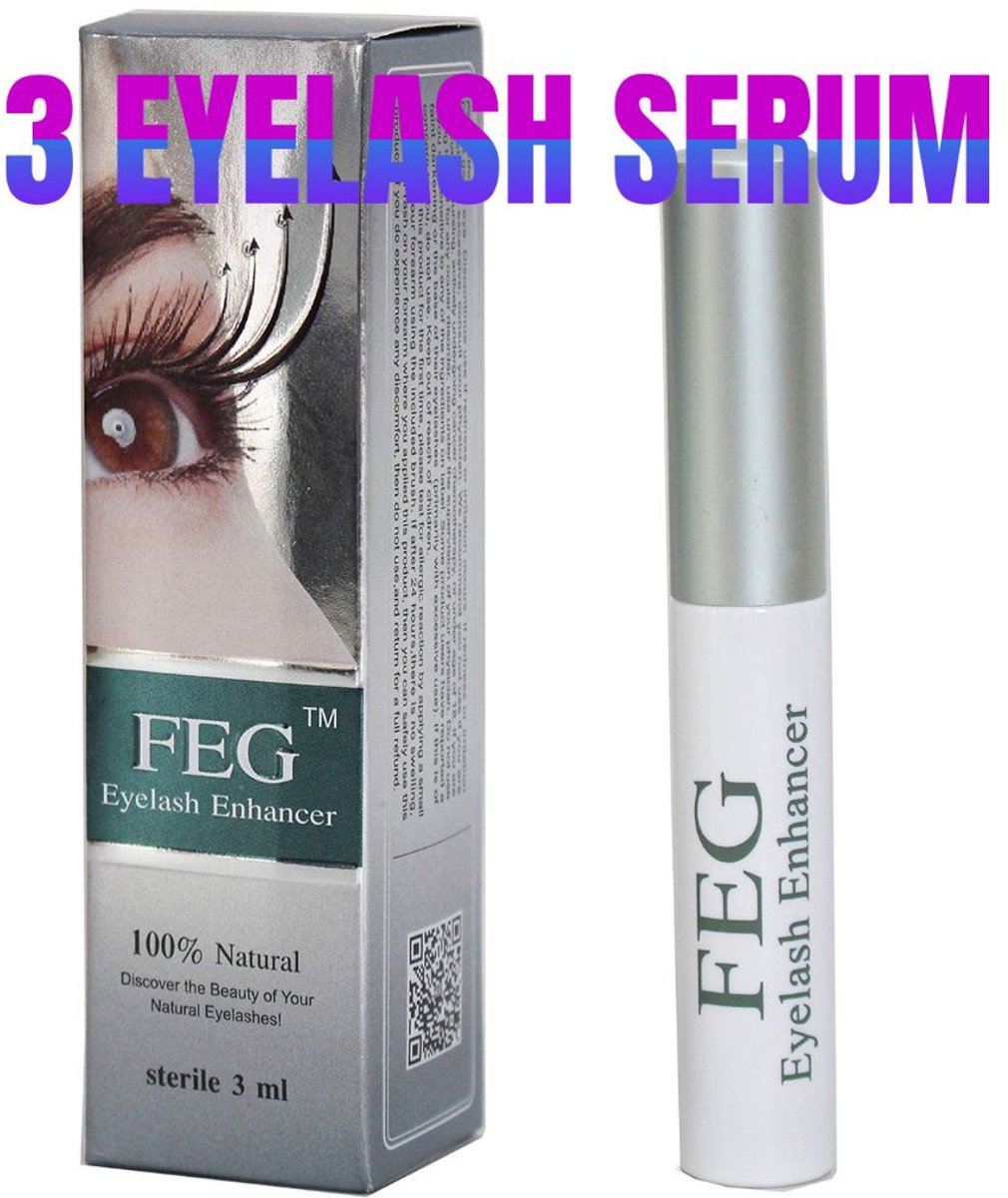 3 x FEG Eyelash Enhancer 3 ml - Wimperserum voor lange volle Wimpers - 3 Stuks - Volle Wimpers voor Iedereen