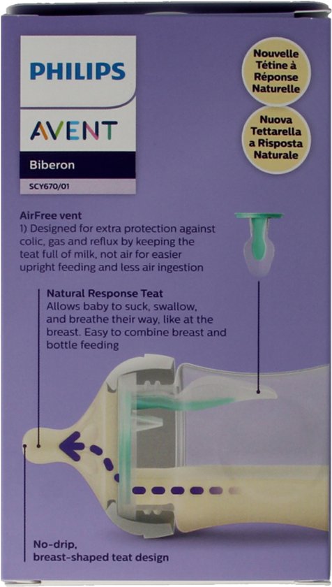 Philips Avent Natural Response Babyfles 125ml – Flow 2 –Antikoliek- 1 fles - Newborn - SCY670/01