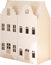 Babiem® Poppenhuis Lynn – Hout - incl. 25 Meubels & Poppen - 85 cm - Grachtenpand Design - Off white