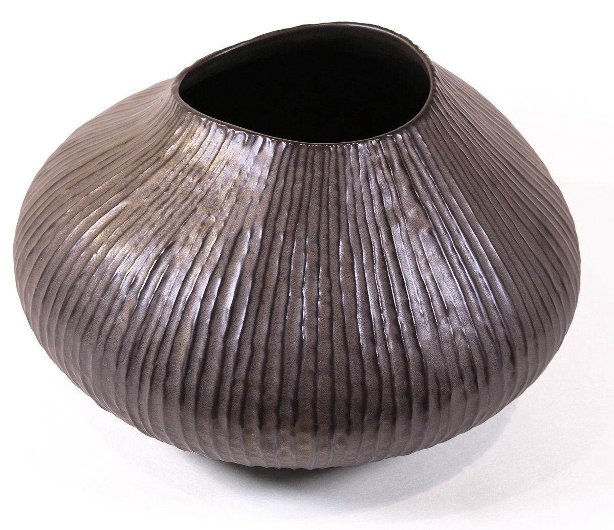 Skønt Gunhilde Liljekonval - Keramiek Vaas - Hazelbrons - 18 cm hoog
