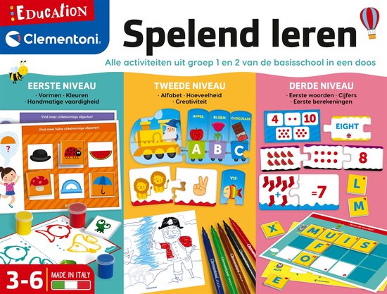 Clementoni - Spelend leren - Set educatieve spellen voor kleuters- voor 1e en 2e klas basisschool - Vanaf 3 jaar