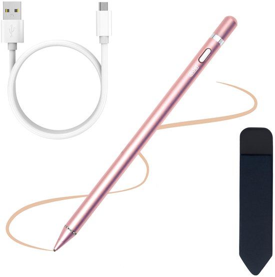ADEL Stylus Pen Universeel met Perfecte Precisie voor Tablet en Smartphone - Oplaadbare Styluspen - Touchscreen Styluspennen - Getest en Geschikt voor o.a. iPad, iPhone, Samsung, LG, Google Pixel en Xiaomi - Roze