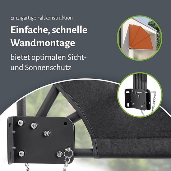 Balkonfächer Premium 140x140cm Apfelgrün mit Wandhalterung Trennwand Sichtschutz