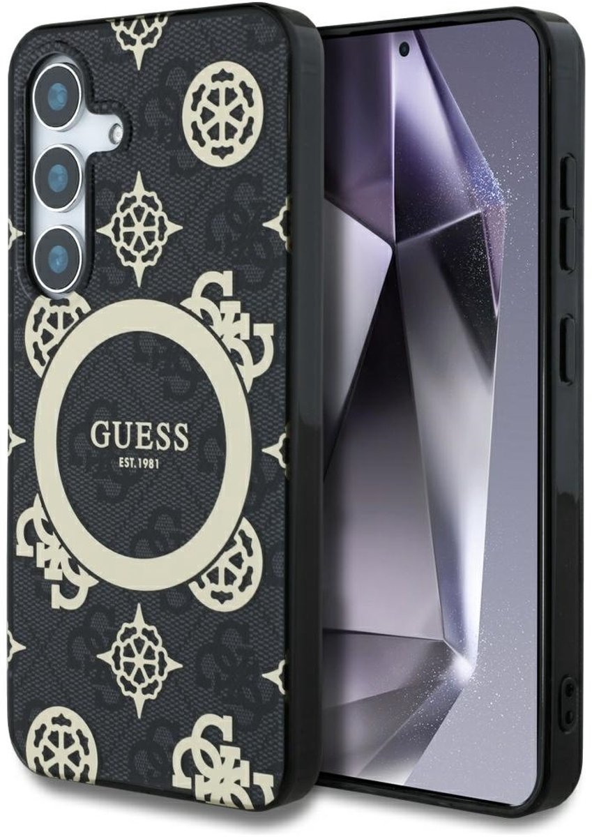 Guess Case Voor Samsung Galaxy S25 Met Magsafe En Pioenpatroon Gelektroplateerd