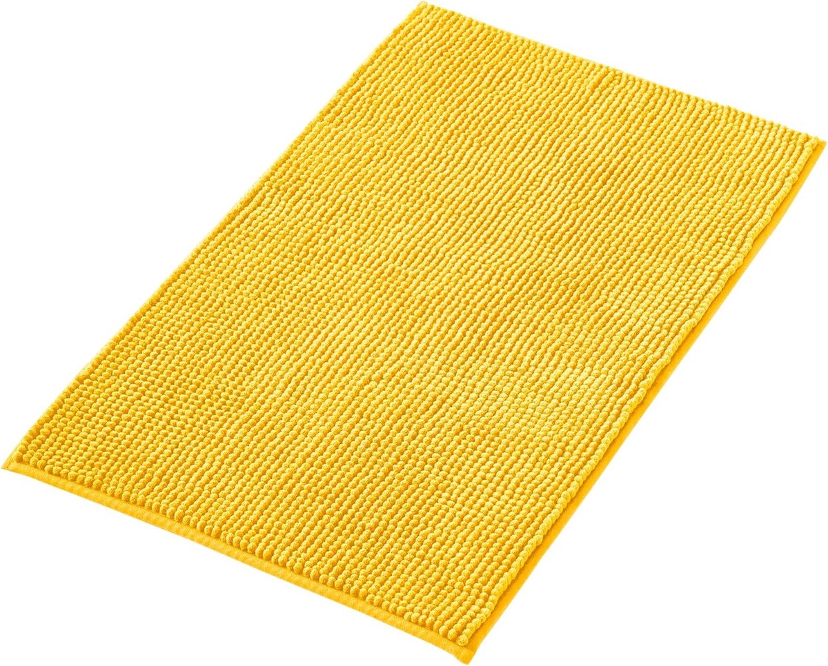 Famanu - Badmat Anti-Slip av soft Chenille | Super absorberend en machinewasbaar | Te combineren als badmat set | Voor de badkamer, douche, bad of als WC mat | Geel – 40x60 cm
