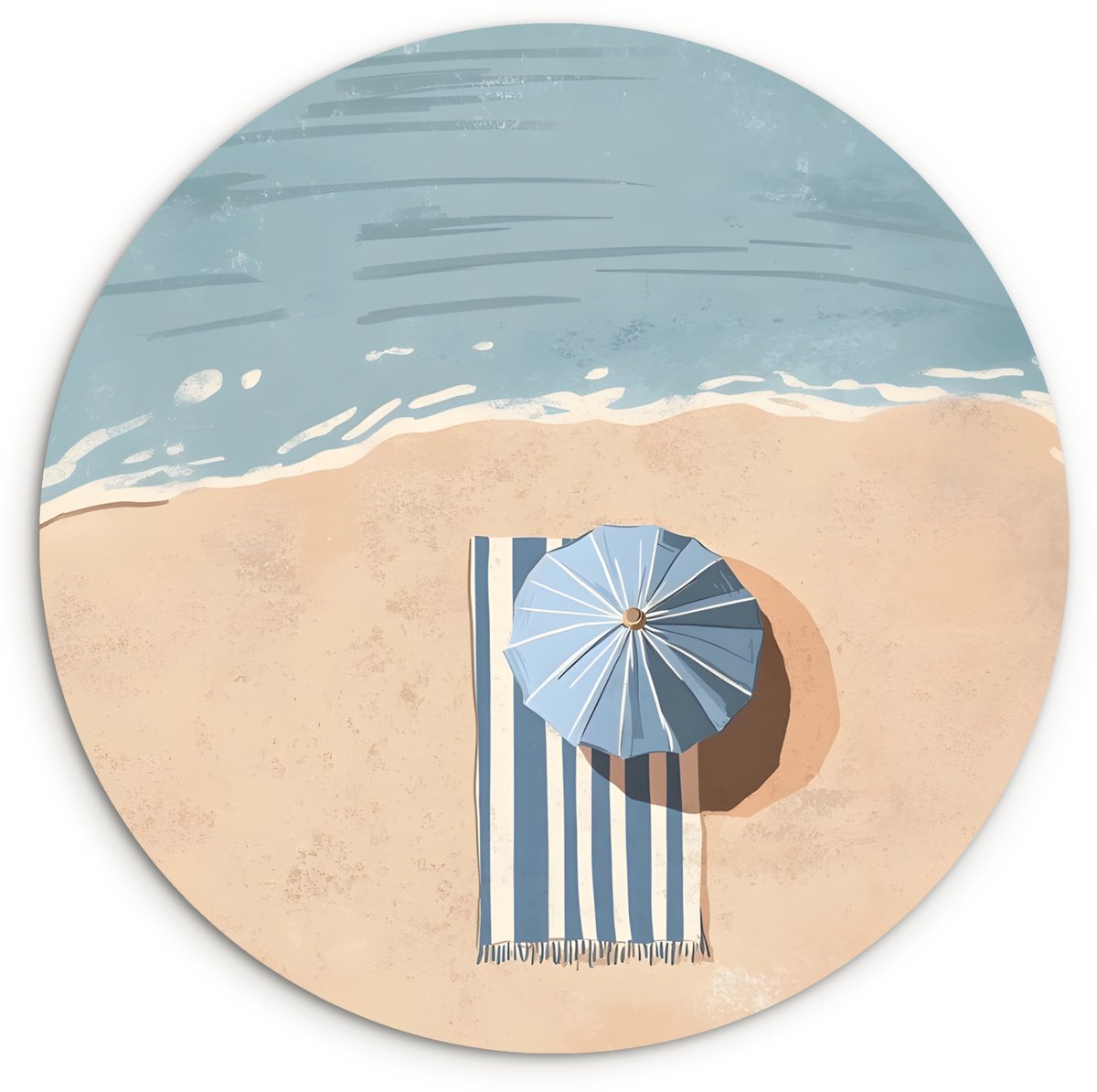 WallCircle® Wandcirkel 120x120 cm - Muurcirkel Strandlaken - Strepen - Parasol - Strand -