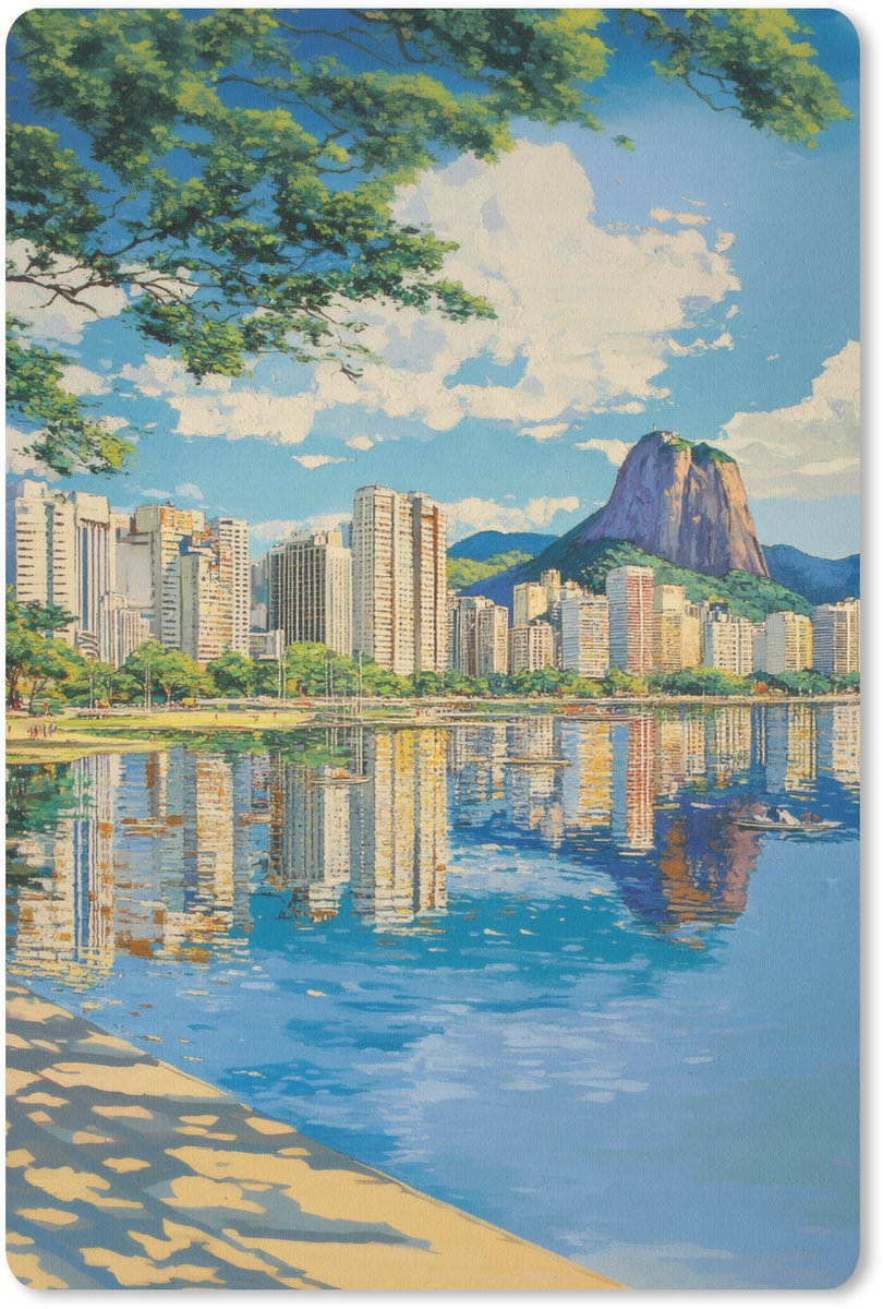 Muismat 18x27 cm - Mousepad Berg - Skyline - Strand - Water - Muismatten