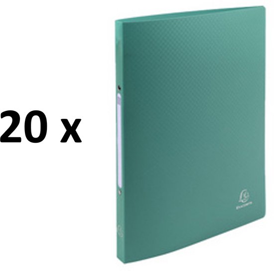 20 x Classeur Exacompta A4 2 anneaux O-mech 15mm PP vert