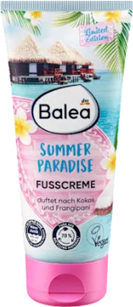 Balea Voetcrème Summer Paradise | 1x 100ml - Frisse geur van kokosnoot en frangipani | Limited Edition 2025