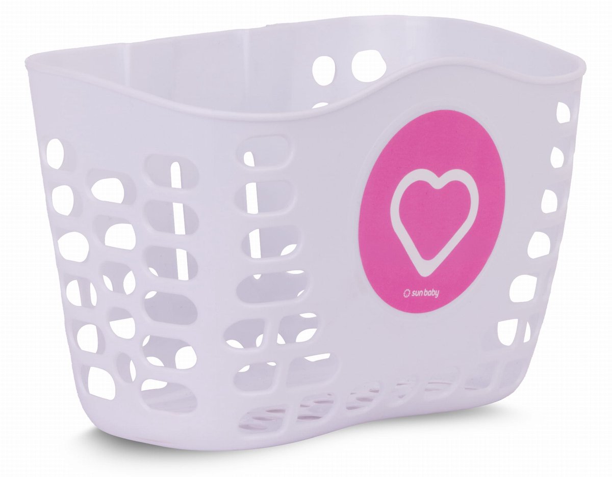 sun baby Fietsmand kinderfiets Hartje - Wit, mand voor step, kunststof, eenvoudig te monteren, max. 0,5 kg, verschillende kleuren beschikbaar