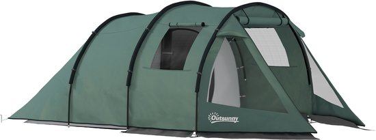 Outsunny - Kampeertent - 3–4 personen - twee binnenruimtes - gaasraam
