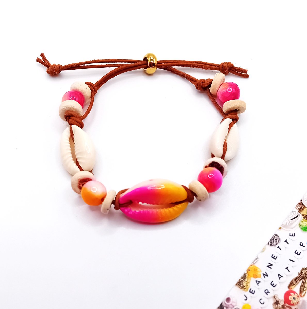 Jeannette-Creatief® - Kauri - Pink Kauri - Kauri armband - Schelpen - Kokos - Natuursteen - Bohemien - IBIZA armband - Boho Chic – Mermaidcore - Kokosarmband - Kokos armband - Schelpenarmband - Moederdag
