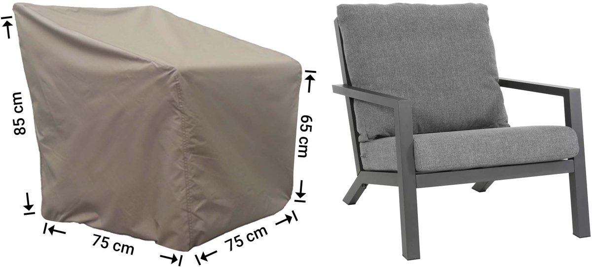 Raffles Covers Tuinstoelhoes - 65 x 65 H: 75 cm - RLC65shaped - Waterdicht - Ademend - UV-bestendig - Elastisch rijgkoord - Beschermhoes tuinmeubelen Taupe