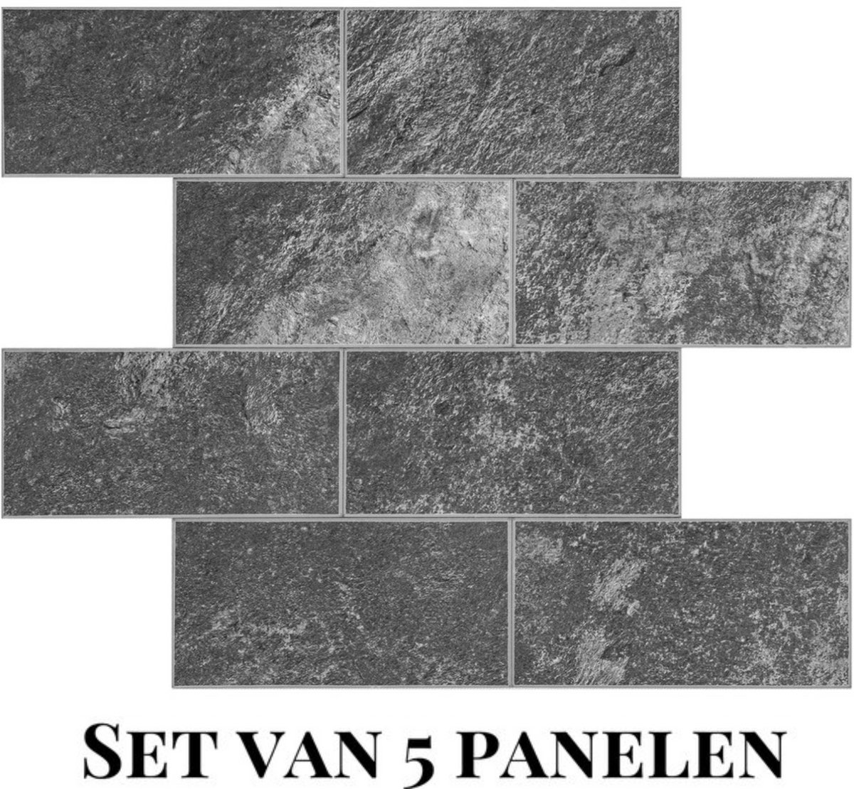 Wallways Wandpanelen - Plaktegels - Set van 5 Tegels - Tegelsticker - Zelfklevende Tegels - 4MM dik - Aluminium toplaag - Waterdicht - Krasbestendig - Hittebestendig - 3M Kleeflaag - Bricked Antraciet