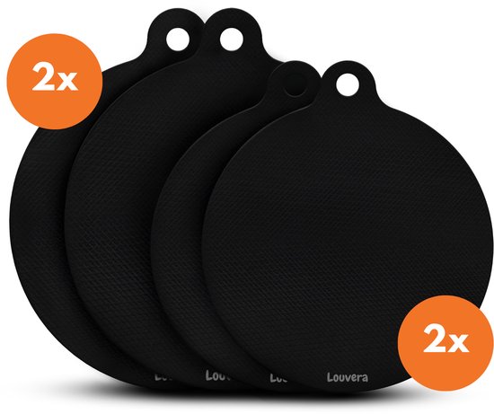 Louvera Inductie Beschermer Set – Hittebestendig tot 280 ºC – Panbeschermers - Afdekplaat voor Kookplaat - Inductie Mat Voor Elk Formaat - 4 stuks – Inductie mat – Onderzetter - Incl. E-book - Geschikt voor Booster Functie - Zwart