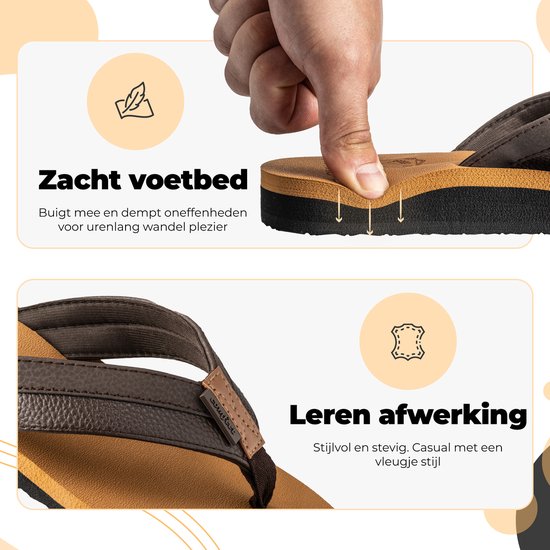 Slippers homme - Sandales pour femmes - Marron - Pointure 46 - Comfeet