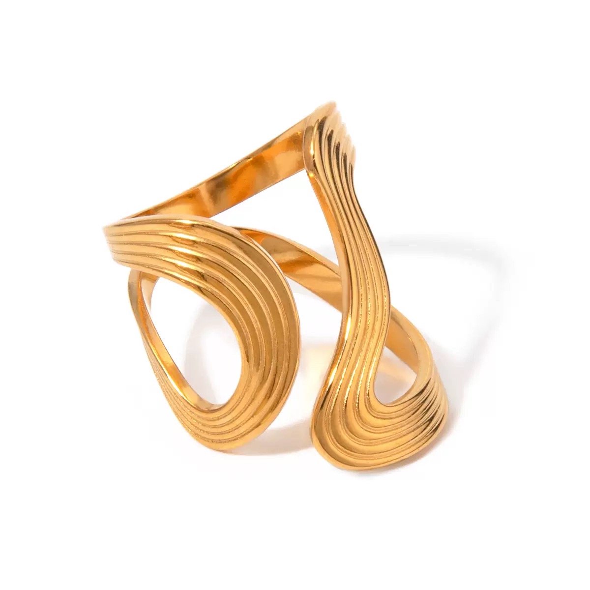 Helin Life RVS Ring Dames – Goudkleurig – Verstelbare Modieuze Ring – Roestvrij Staal – Anti-Allergisch – Vrouwen Cadeau