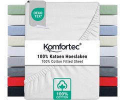 Komfortec Jersey Stretch Hoeslaken 160x200 cm - 30cm Matrasdikte- Rondom Elastiek - 100% Katoen - Wit