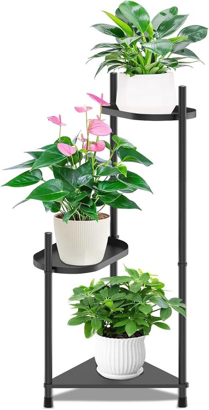 DEFACTO Metal Flower Rack, 4 Shelves, Weatherproof Plant Rack, H x W x D