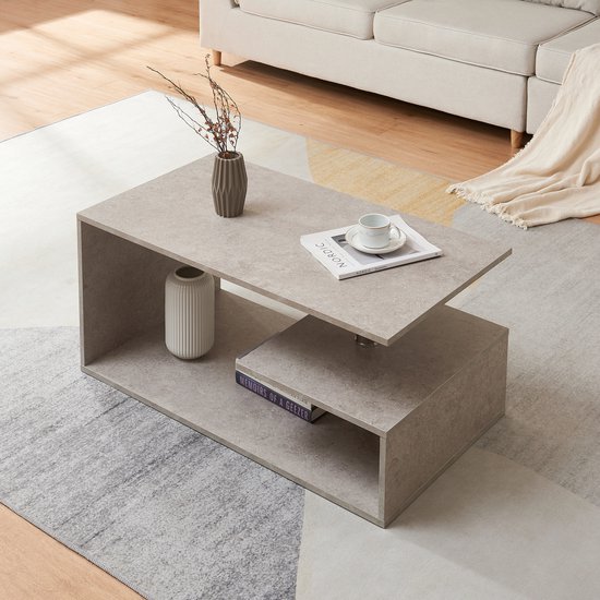 Table basse Haarlem, rectangulaire, couleur béton, claire, 90x50x41 cm [en.casa]