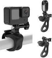 Telesin silicone buisklem met mount voor action camera - 360 graden draaibaar - Ideaal voor fietsstuur, stoelpoot, motorstuur, roei peddel, skistok, vishengel - Zwart