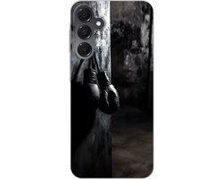 Telefoonhoesje Geschikt voor Samsung Galaxy A16 hoesje - Bokshandschoenen - Muur - Duister - Zwart - Siliconen Telefoonhoesje Telefoonhoesje