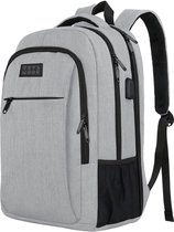TRVLMORE Rugtas - 36L - 17,3 Inch - Laptop Rugzak met USB - Schooltas - Heren en Dames - Tas - Levenslange Garantie - Grijs