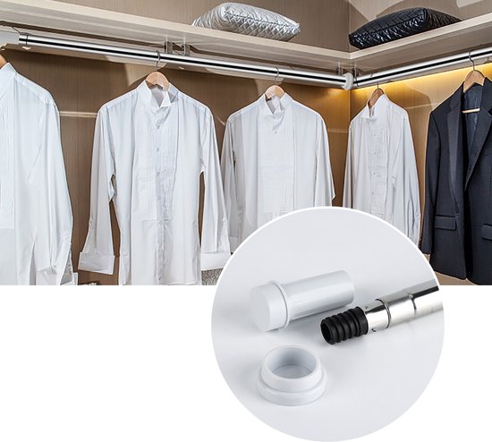 Tringle à rideau de douche extensible sans Embouts 140-260 cm - Tringle à rideau antidérapante - Tringle télescopique en aluminium - Tringle à vêtements